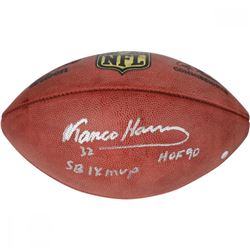 Franco Harris Signed NFL  The Duke  Football Inscribed  SB IX MVP    HOF 90  (Steiner COA)