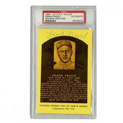 Frankie Frisch Signed Gold Hall of Fame Postcard (PSA Encapsulated)