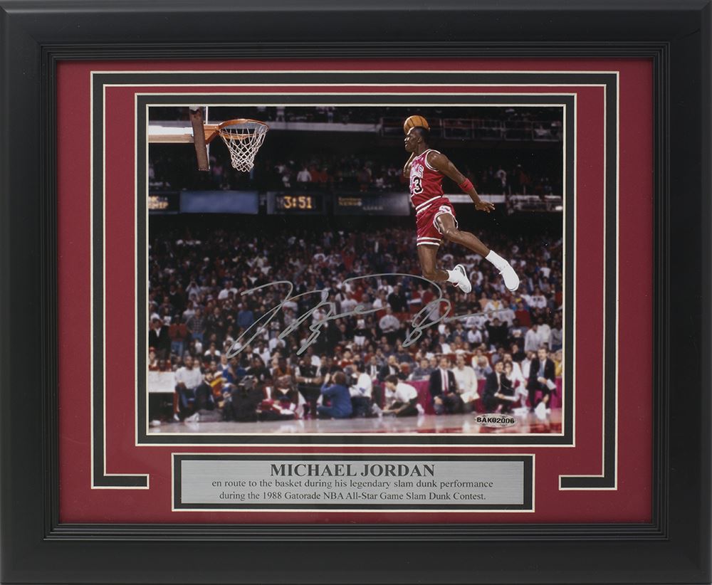Michael Jordan Signed Bulls 11x14 Custom Framed Photo Display (TriStar