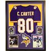 Image 1 : Cris Carter Signed Minnesota Vikings 35x43 Custom Framed Jersey (JSA COA)