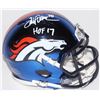 Image 1 : Terrell Davis Signed Denver Broncos Chrome Speed Mini-Helmet Inscribed "HOF 17" (Radtke COA)