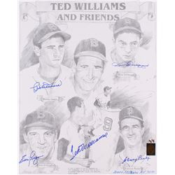 Red Sox LE  Ted Williams and Friends  16x20 Lithograph Signed by (5) with Ted Williams, Bobby Doerr,