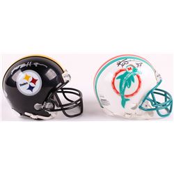 Lot of (2) Mini-Helmets with (1) Ricky Williams Signed Miami Dolphins Throwback  (1) Antonio Brown S