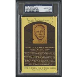 Hank Greenberg Signed Gold Hall of Fame Postcard (PSA Encapsulated)