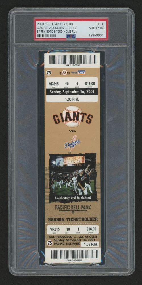 Authentic 2001 San Francisco Giants Ticket Stub (PSA Encapsulated)