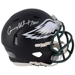 Carson Wentz Signed Philadelphia Eagles Matte Black Mini Speed Helmet Inscribed  AO1  (Fanatics Holo