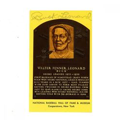 Buck Leonard Signed Gold Hall of Fame Postcard (JSA Hologram)