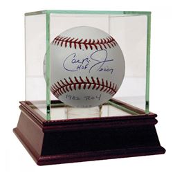 Cal Ripken Jr. Signed OML Baseball Including (10) Stat Inscriptions with High Quality Display Case (