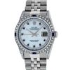 Image 2 : Rolex Mens Stainless Steel MOP Diamond Lugs & Sapphire String Datejust Wristwatc