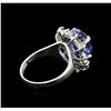 Image 3 : 14KT White Gold 4.80 ctw Tanzanite, Sapphire and Diamond Ring