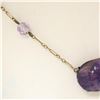 Image 4 : 10k Yellow Gold and Silver Carved Amethyst Dangle Necklace