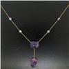 Image 6 : 10k Yellow Gold and Silver Carved Amethyst Dangle Necklace