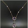 Image 8 : 10k Yellow Gold and Silver Carved Amethyst Dangle Necklace
