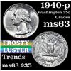 Image 1 : 1940-p Washington Quarter 25c Grades Select Unc