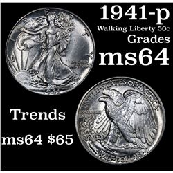 1941-p Walking Liberty Half Dollar 50c Grades Choice Unc