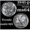 Image 1 : 1941-p Walking Liberty Half Dollar 50c Grades Choice Unc