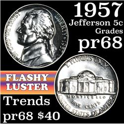 1957 Jefferson Nickel 5c Grades GEM++ Proof