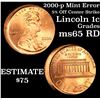 Image 1 : 2000-p Mint Error '5% off center' strike Lincoln Cent 1c Grades GEM Unc RD