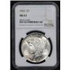 Image 2 : NGC 1922-p Peace Dollar $1 Graded ms63 By NGC