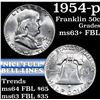 Image 1 : 1954-p Franklin Half Dollar 50c Grades Select Unc+ FBL