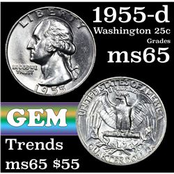 1955-d Washington Quarter 25c Grades GEM Unc