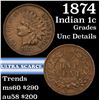 Image 1 : 1874 Indian Cent 1c Grades Unc Details