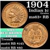 Image 1 : 1904 Indian Cent 1c Grades Select+ Unc RB