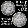 Image 1 : 1914-p Barber Quarter 25c Grades vf++