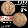 Image 1 : 1818 Coronet Head Large Cent 1c Grades g, good