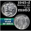 Image 1 : 1945-d Mercury Dime 10c Grades Select Unc
