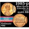 Image 1 : 1985-p Mint Error 'Double strike w/brokage' Lincoln Cent 1c Grades Select Unc RB