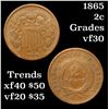 Image 1 : 1865 Two Cent Piece 2c Grades vf++