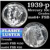 Image 1 : 1939-p Mercury Dime 10c Grades Choice Unc+ FSB