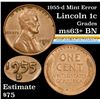Image 1 : 1955-d Mint Error 'Die break on first 5' Lincoln Cent 1c Grades Select+ Unc BN