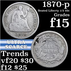 1870-p Seated Liberty Half Dime 1/2 10c Grades f+
