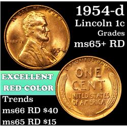 1954-d Lincoln Cent 1c Grades Gem+ Unc RD
