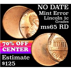 No Date Mint Error '70% off center' Lincoln Cent 1c Grades GEM Unc RD
