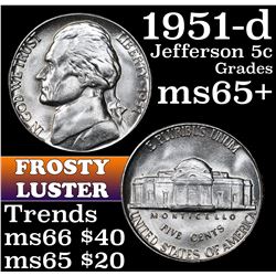 1951-d Jefferson Nickel 5c Grades GEM+ Unc