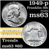 Image 1 : 1949-p Franklin Half Dollar 50c Grades Select Unc