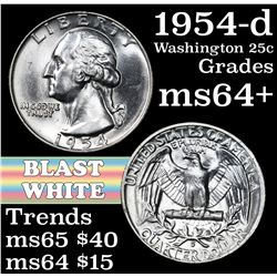1954-d Washington Quarter 25c Grades Choice+ Unc