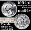 Image 1 : 1954-d Washington Quarter 25c Grades Choice+ Unc