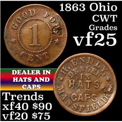 (1863) Ohio Civil War Token 1c Grades vf+
