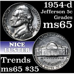 1954-d Jefferson Nickel 5c Grades GEM Unc