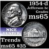Image 1 : 1954-d Jefferson Nickel 5c Grades GEM Unc