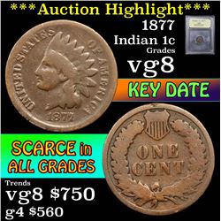 ***Auction Highlight*** 1877 Indian Cent 1c Graded vg, very good By USCG (fc)