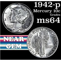 1942-p Mercury Dime 10c Grades Choice Unc