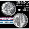 Image 1 : 1942-p Mercury Dime 10c Grades Choice Unc