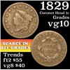 Image 1 : 1829 Coronet Head Large Cent 1c Grades vg+