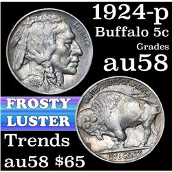 1924-p Buffalo Nickel 5c Grades Choice AU/BU Slider