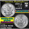 Image 1 : ***Auction Highlight*** 1891-p Morgan Dollar $1 Graded Choice Unc By USCG (fc)